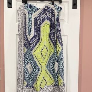 Stella & Dot Geometric Scarf in Blue, Yellow, and Gray